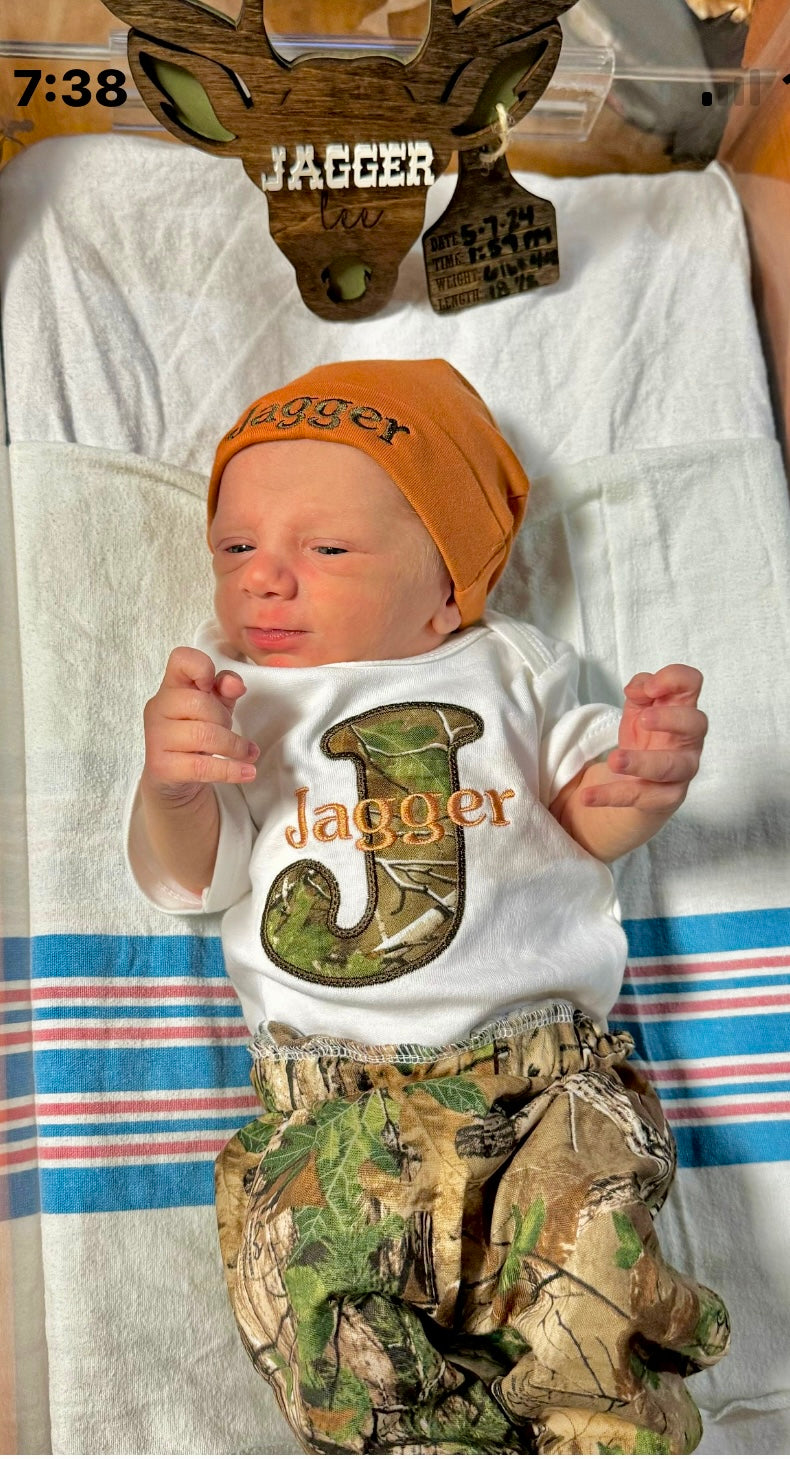 Camo Coming Home Outfit for Newborns - My Monograms & More, LLC 