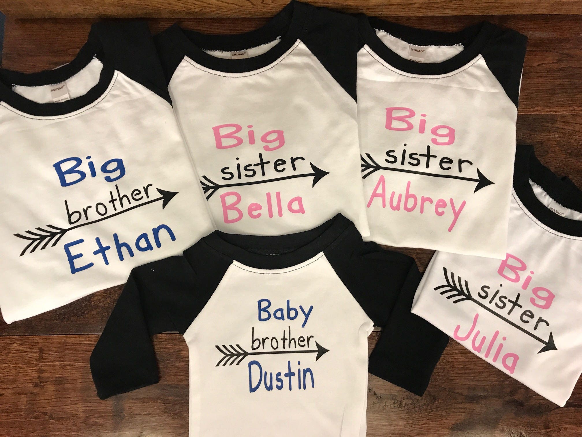 Personalized Sibling Shirts Celebrate Togetherness in Style Custom Sibling Shirts Elevate Family Parties, Reunions, Baby Announcements