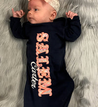 Monogrammed Baby Gown for Girls - Beautiful Coming Home Outfit - Cute Baby Gown with Applique Name - Customized Gowns for Girls