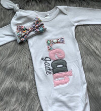 Monogrammed Baby Gown for Girls - Beautiful Coming Home Outfit - Cute Baby Gown with Applique Name - Customized Gowns for Girls