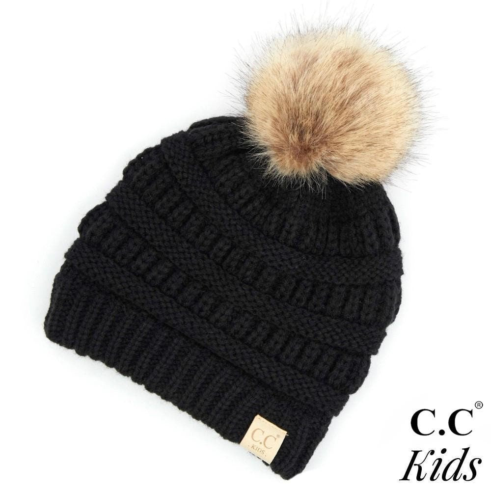 kids Single Pom Beanies - C C Beanies - Kids Beanies - Personalized Beanies - Toddler Beanies - Kids Clothes