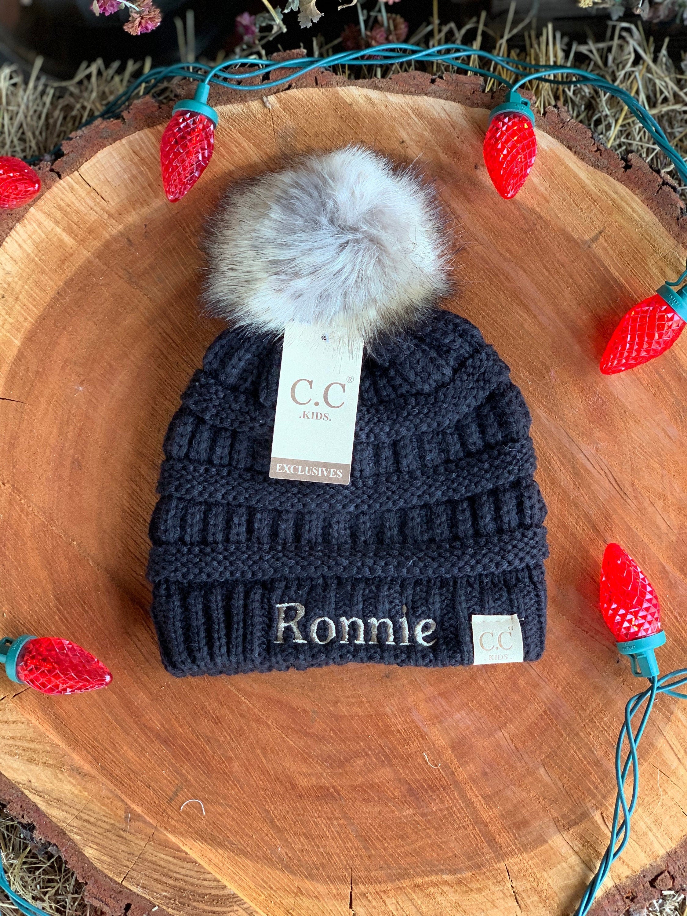 kids Single Pom Beanies - C C Beanies - Kids Beanies - Personalized Beanies - Toddler Beanies - Kids Clothes