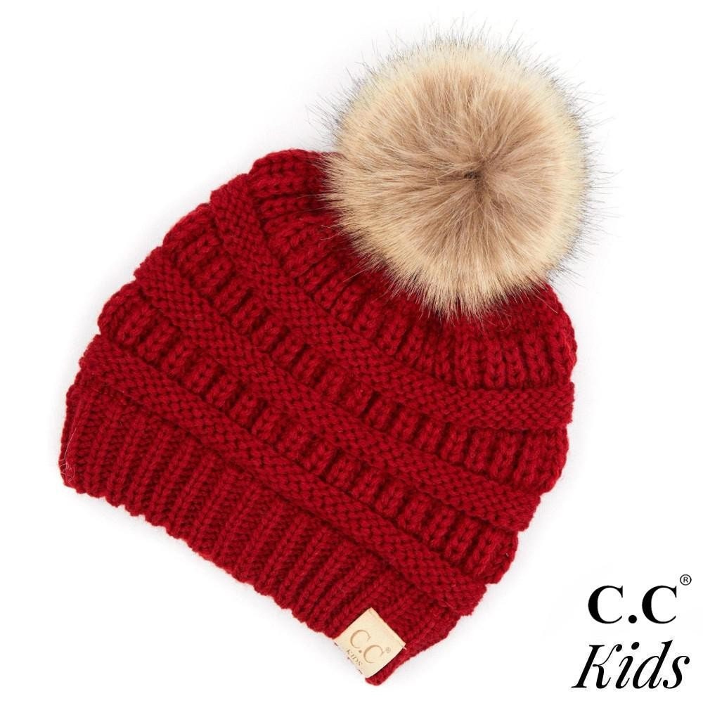 kids Single Pom Beanies - C C Beanies - Kids Beanies - Personalized Beanies - Toddler Beanies - Kids Clothes