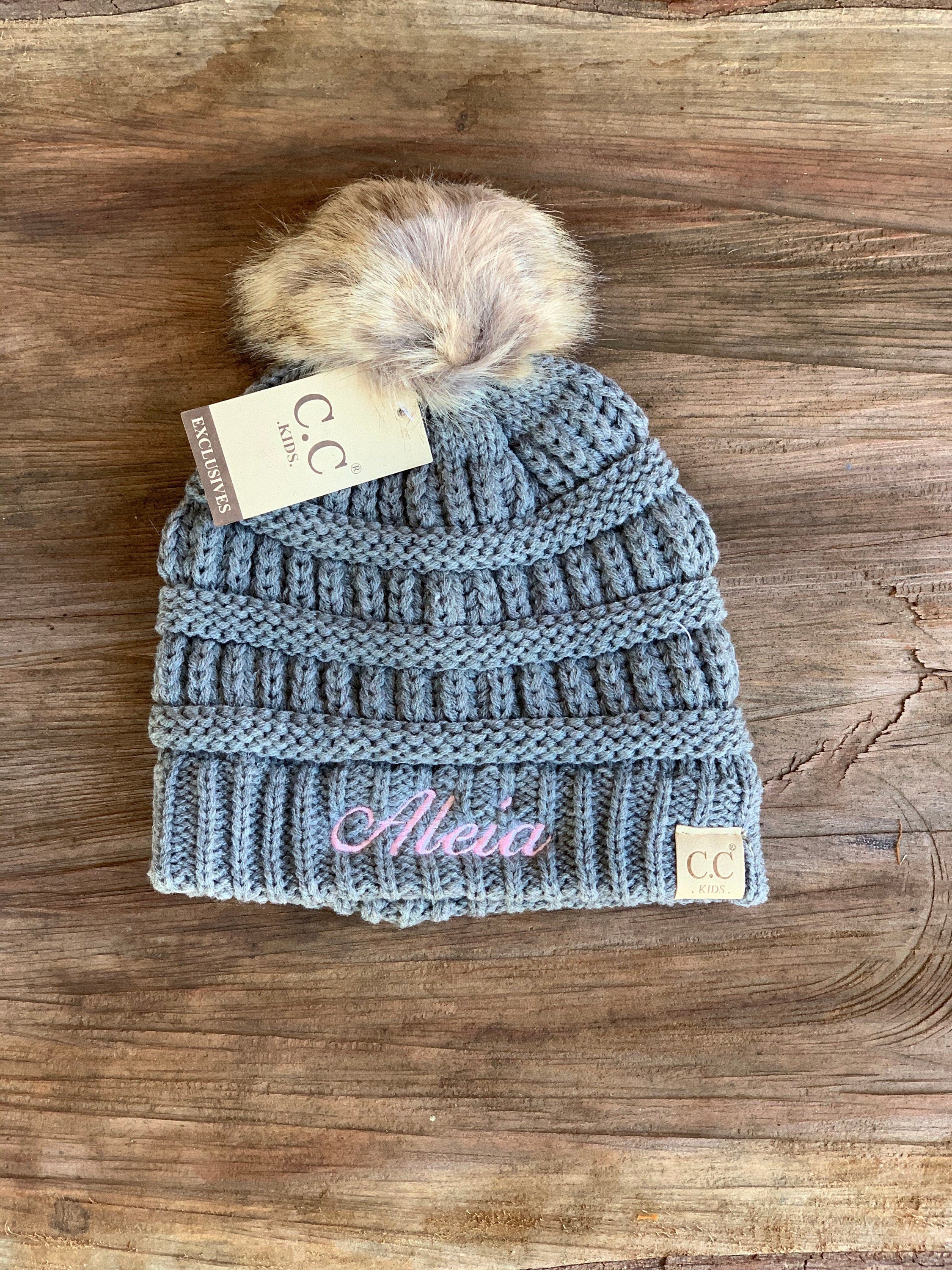 kids Single Pom Beanies - C C Beanies - Kids Beanies - Personalized Beanies - Toddler Beanies - Kids Clothes