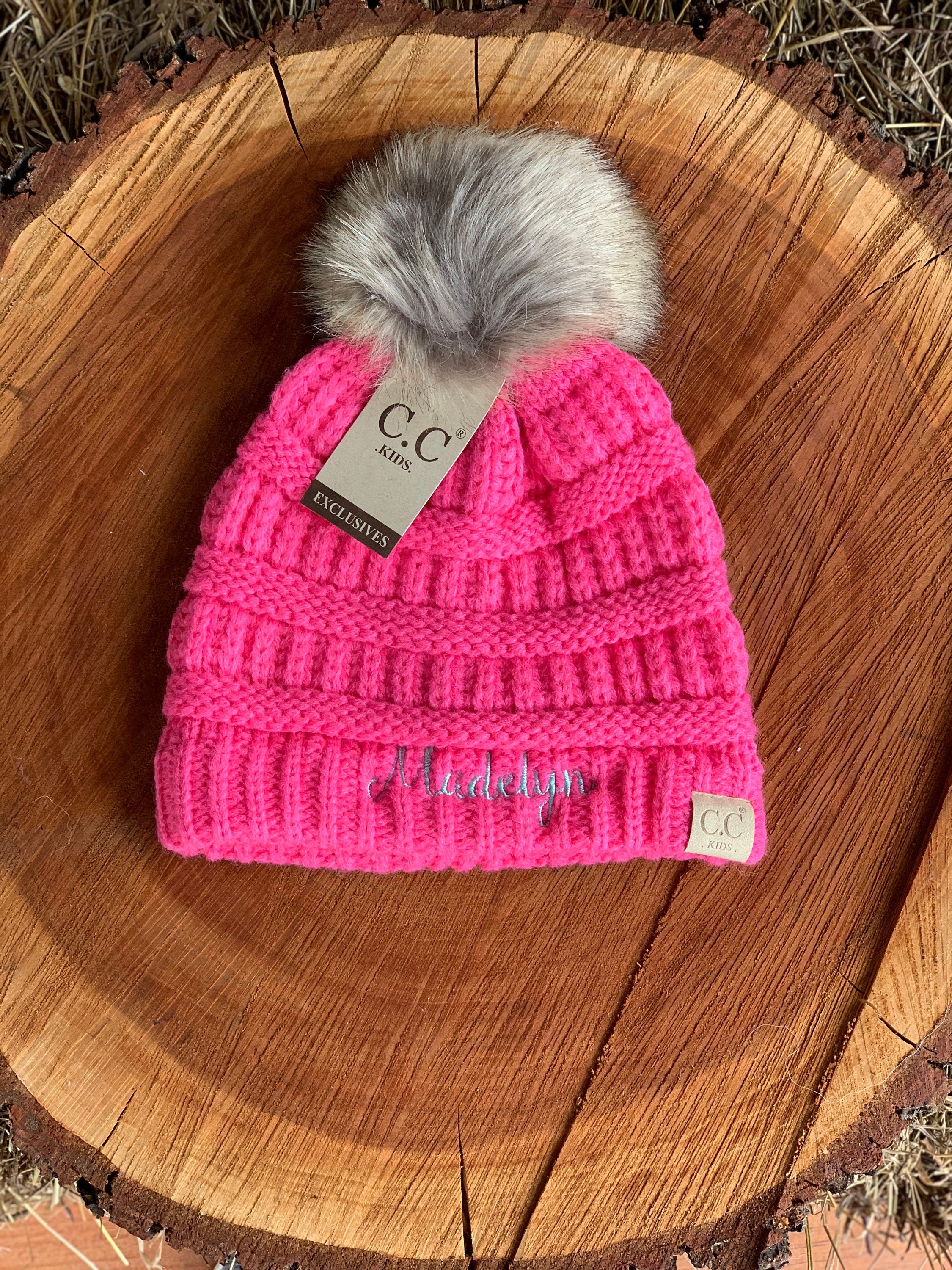 kids Single Pom Beanies - C C Beanies - Kids Beanies - Personalized Beanies - Toddler Beanies - Kids Clothes