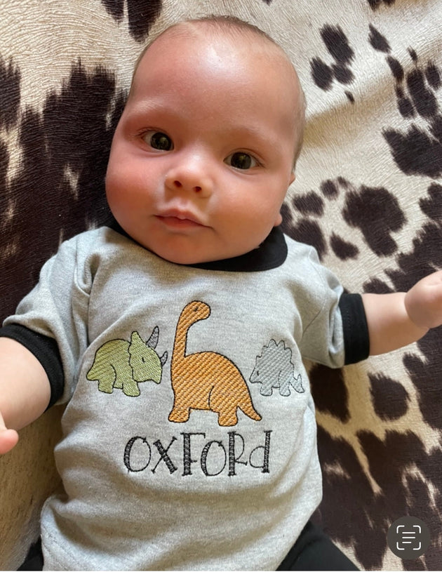 Dinosaur Baby Shirt - Cute Dino Tee - Country Baby Clothes - Boy Onesie - Personalized Boy Tee - Boy Clothes - Baby Clothes