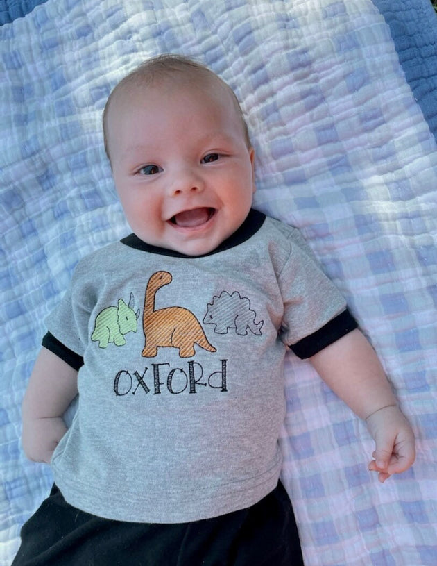 Dinosaur Baby Shirt - Cute Dino Tee - Country Baby Clothes - Boy Onesie - Personalized Boy Tee - Boy Clothes - Baby Clothes