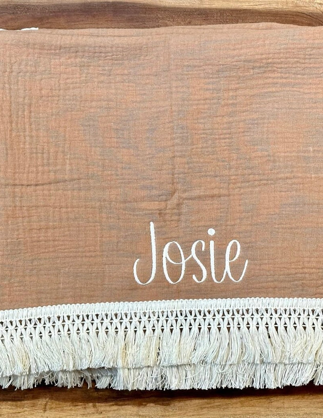 Newborn Baby Blanket - Baby Blankets Personalized - Infant Fringe Blanket