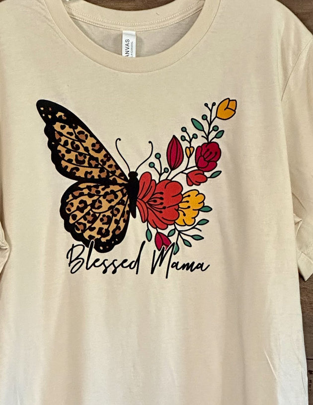 Butterfly Blessed Mama T-shirt - My Monograms & More, LLC 