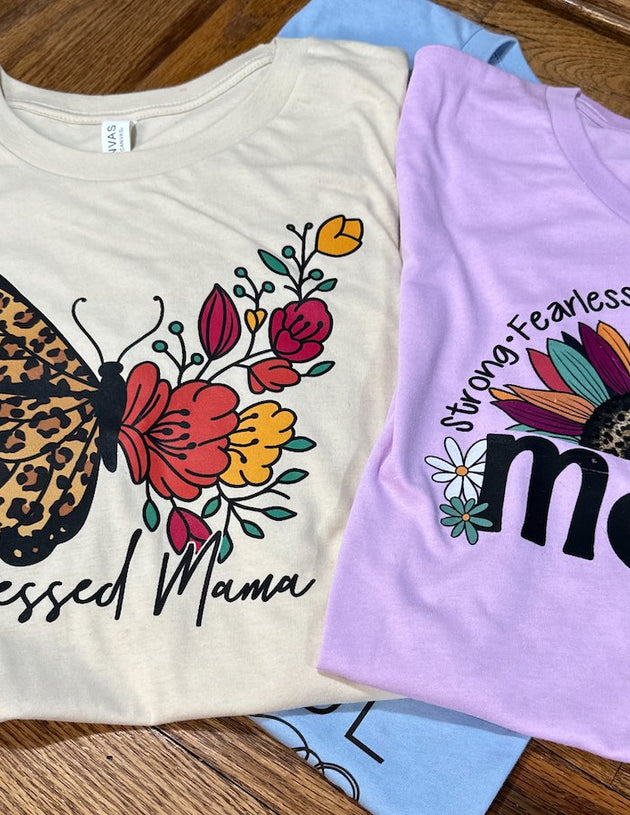 Butterfly Blessed Mama T-shirt - My Monograms & More, LLC 