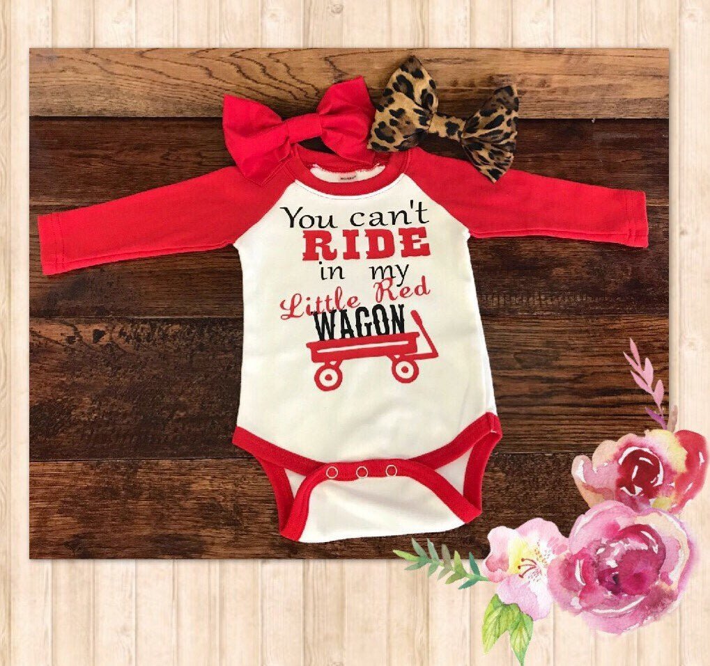 Little Red Wagon Onesie - My Monograms & More, LLC 